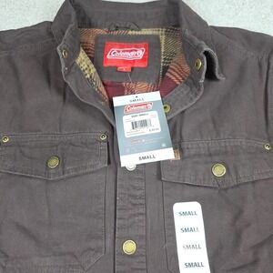Coleman Jacket‎ Shirt Mens S Coffee Brown Plaid Fleece Lined Long Sleeve NWT